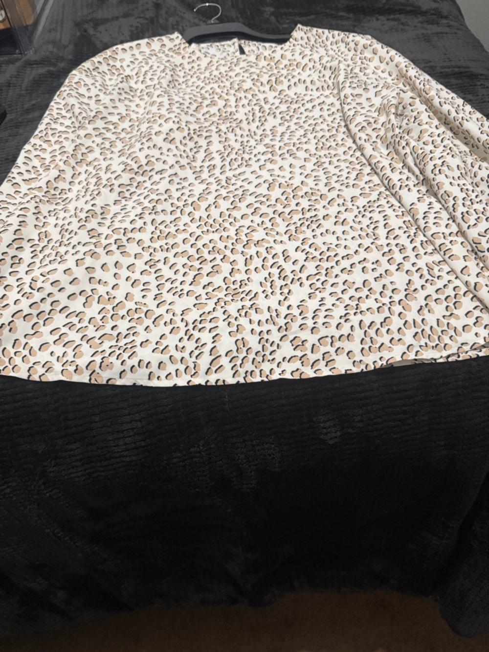 Express Cream Animal Print Blouse with Tan and Black Spots